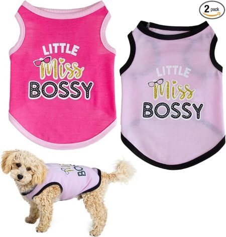 2 Pack Dog Shirts Puppy Clothes,Dog T-Shirt Summer Breathable Cotton Shirts Puppy Sweatshirt Dog Soft Tank Top Sleeveless Vest Pet Girl Boy Clothing for Dogs Puppies Cats (S)
